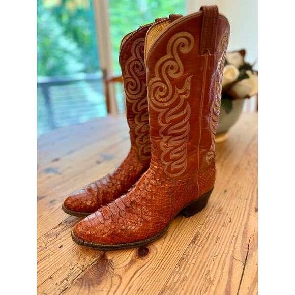 Vtg Tony Lama Exotic Python Black Label 8113 Western Cowboy Boots Men's US 12B - Picture 11 of 15